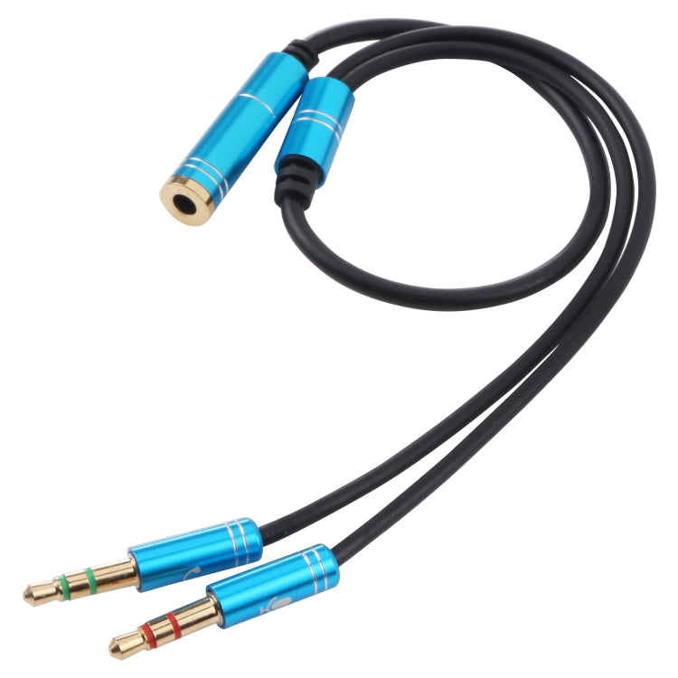3.5mm Female to 2 x 3.5mm Male Adapter Cable(Blue) by buy2fix
