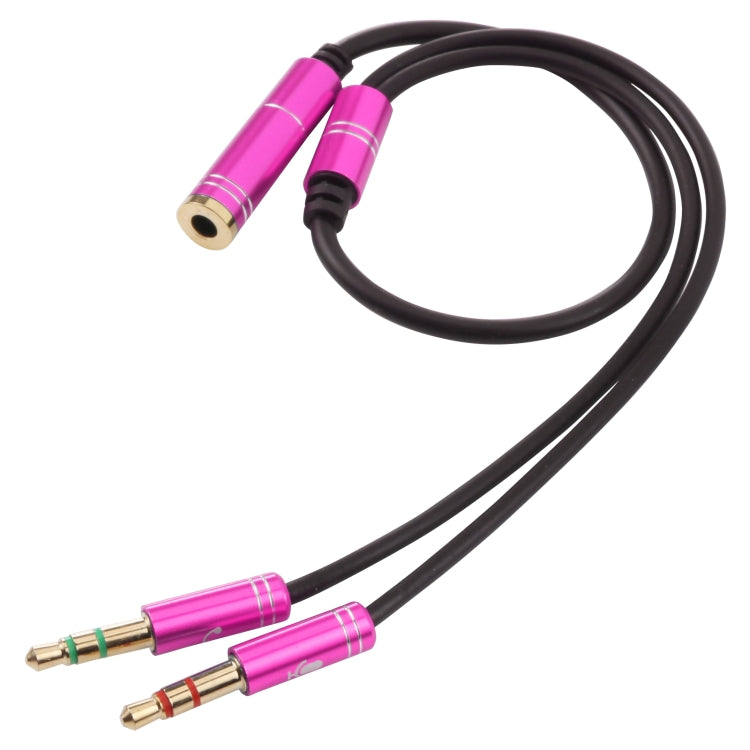 3.5mm Female to 2 x 3.5mm Male Adapter Cable(Rose Red) by buy2fix