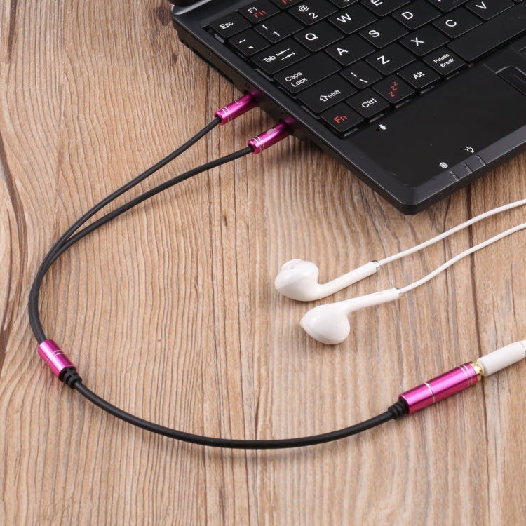 3.5mm Female to 2 x 3.5mm Male Adapter Cable(Rose Red) by buy2fix