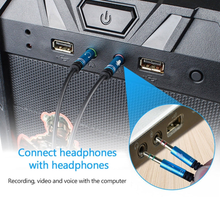 3.5mm Female to 2 x 3.5mm Male Adapter Cable(Blue) by buy2fix