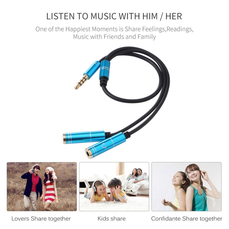 2 x 3.5mm Female to 3.5mm Male Adapter Cable(Blue) by buy2fix