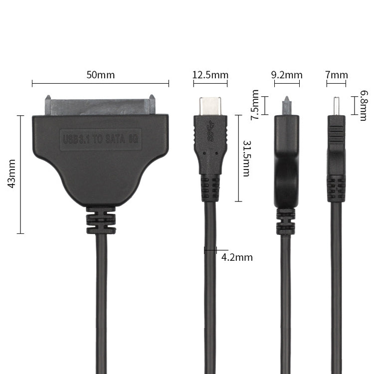 USB Type-C / USB-C to SATA 2 7+15 Easy Drive Cable, Length: 20cm by buy2fix