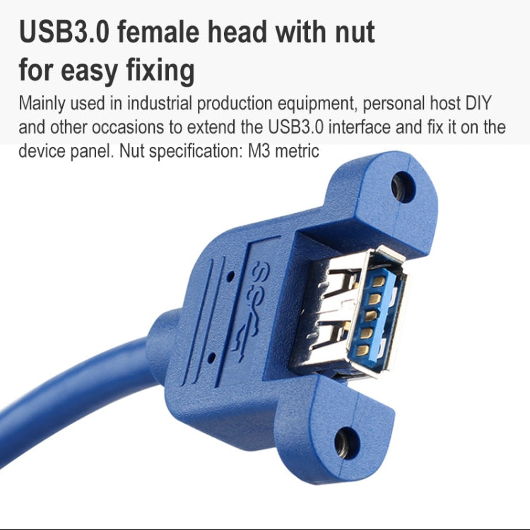 USB 3.0 Male to Female Extension Cable with Screw Nut, Cable Length: 30cm by buy2fix