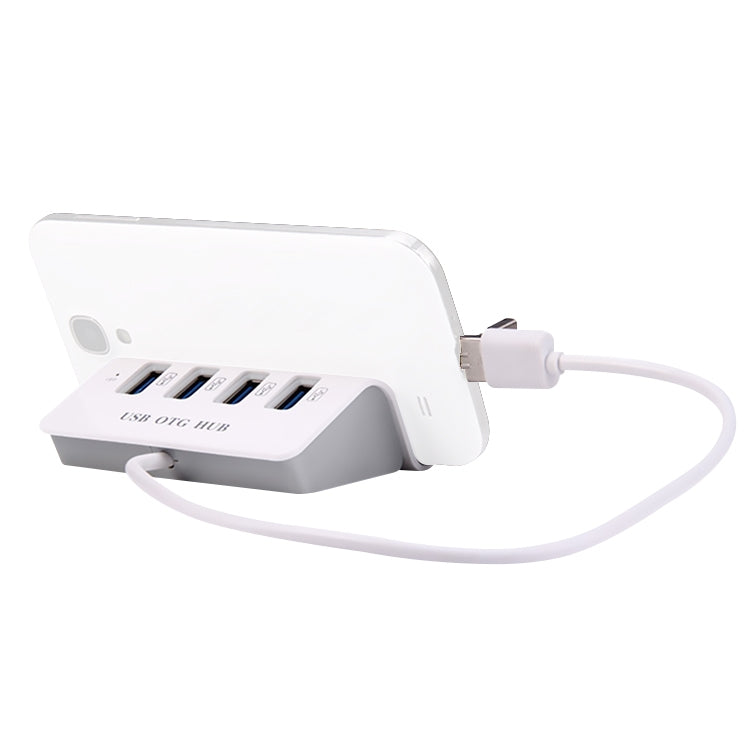 H-506 4 in 1 Micro USB / USB to 4 USB 2.0 Interface OTG Docking Station HUB with Stand Function by buy2fix