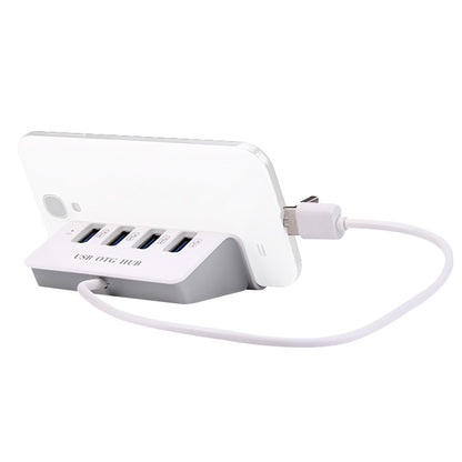 H-506 4 in 1 Micro USB / USB to 4 USB 2.0 Interface OTG Docking Station HUB with Stand Function by buy2fix
