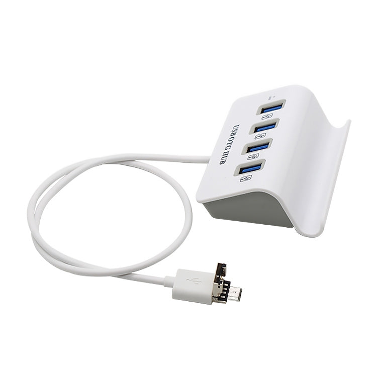 H-506 4 in 1 Micro USB / USB to 4 USB 2.0 Interface OTG Docking Station HUB with Stand Function by buy2fix
