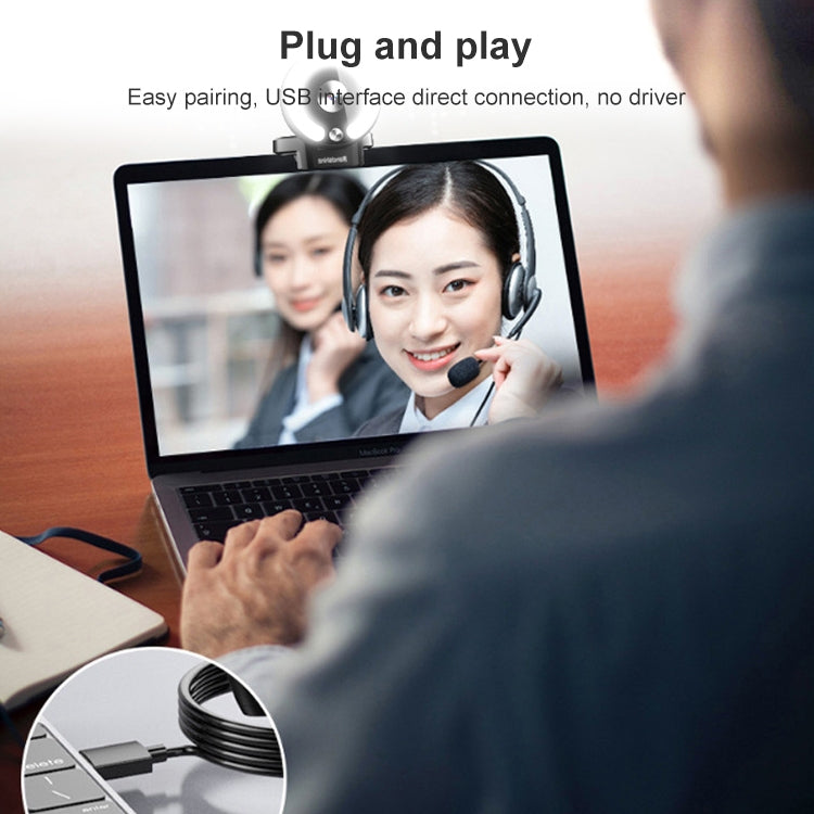 Landshine 90 Degree Wide-angle 2K USB Autofocus Computer Live Beauty HD Camera with Ring Light by buy2fix