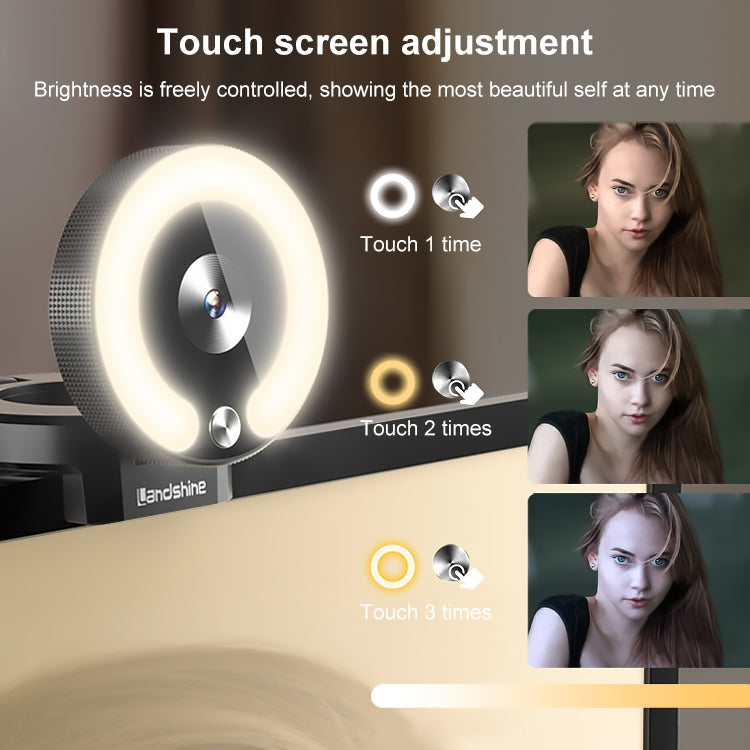 Landshine 90 Degree Wide-angle 2K USB Autofocus Computer Live Beauty HD Camera with Ring Light by buy2fix