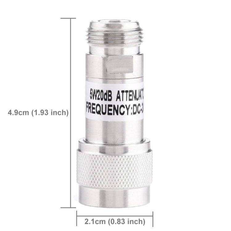 5W 20dBi N Female to N Male DC-13GHz Frequency Gain Attenuator(Silver) by buy2fix