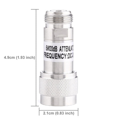 5W 20dBi N Female to N Male DC-13GHz Frequency Gain Attenuator(Silver) by buy2fix