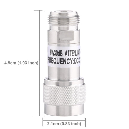 5W 30dBi N Female to N Male DC-13GHz Frequency Gain Attenuator(Silver) by buy2fix