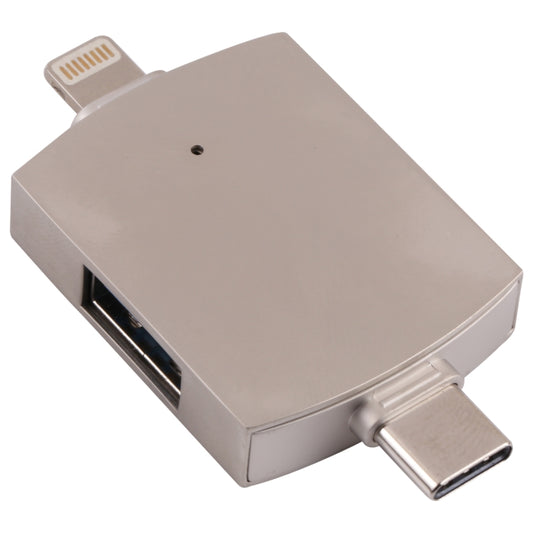 4 in 1 8 Pin + USB-C / Type-C Male to USB 3.0 + USB Female OTG Card Reader - Card Reader by buy2fix | Online Shopping UK | buy2fix