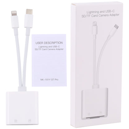 NK-101Y ST Pro 8 Pin + USB-C / Type-C to SD / TF Card Camera Adapter by buy2fix