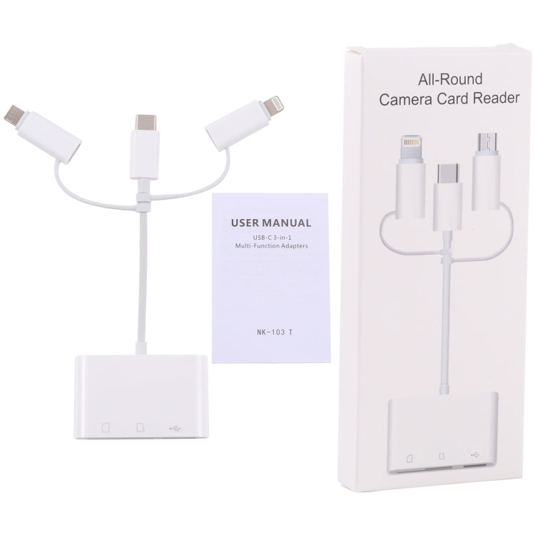 NK 103T 8 Pin + USB-C / Type-C + Micro USB to USB + SD / TF Card Camera Adapter - Converter & Adapter by buy2fix | Online Shopping UK | buy2fix