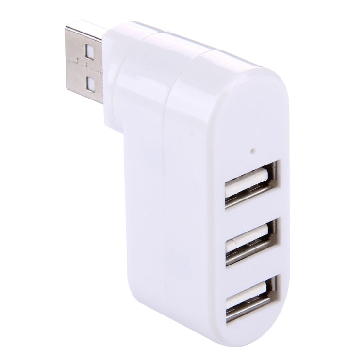 180 Degree Rotation USB Head 3 Ports USB 2.0 Portable HUB(White) by buy2fix