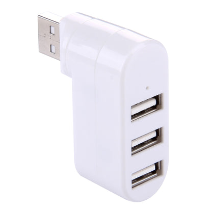 180 Degree Rotation USB Head 3 Ports USB 2.0 Portable HUB(White) by buy2fix