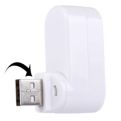 180 Degree Rotation USB Head 3 Ports USB 2.0 Portable HUB(White) by buy2fix