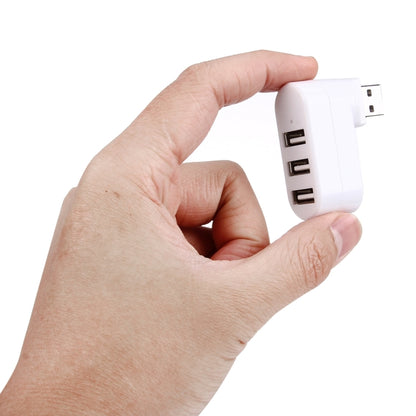 180 Degree Rotation USB Head 3 Ports USB 2.0 Portable HUB(White) by buy2fix