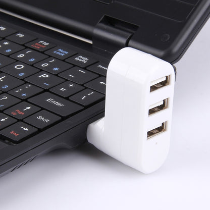 180 Degree Rotation USB Head 3 Ports USB 2.0 Portable HUB(White) by buy2fix