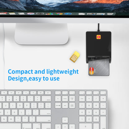 Rcoketek CR301 Smart CAC Card Reader USB 2.0 Bank Card SIM Card Tax Reader (Black) by buy2fix