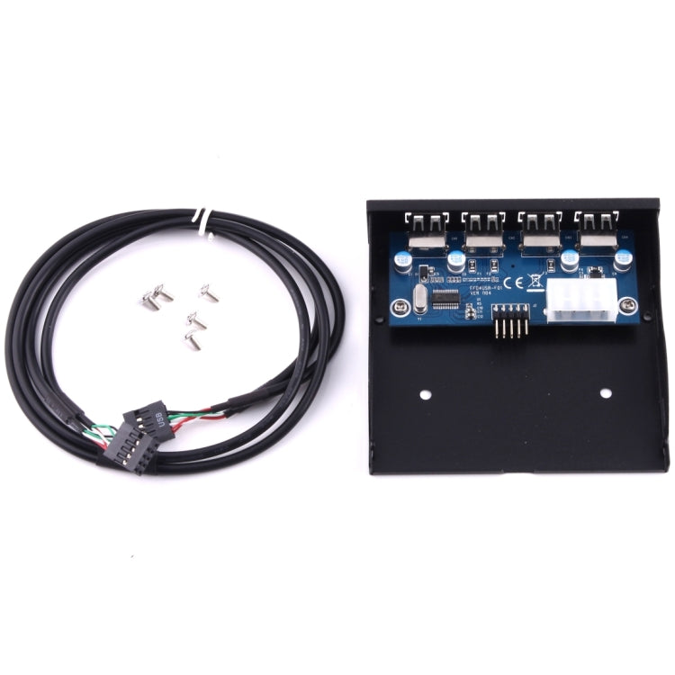 3.5 inch Floppy Expansion Bay Front Panel 4 Ports USB 2.0 HUB  Adapter Connector(Black) - USB 2.0 HUB by buy2fix | Online Shopping UK | buy2fix
