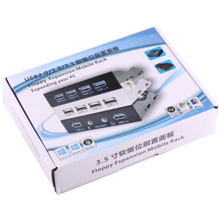 3.5 inch Floppy Expansion Bay Front Panel 4 Ports USB 2.0 HUB  Adapter Connector(Black) - USB 2.0 HUB by buy2fix | Online Shopping UK | buy2fix