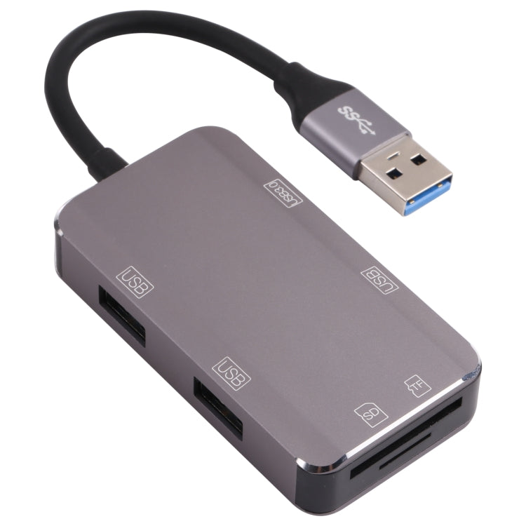 NK-3049HD 6 in 1 USB Male to MS / TF Card Slot + USB 3.0 + 3 USB 2.0 Female Adapter by buy2fix