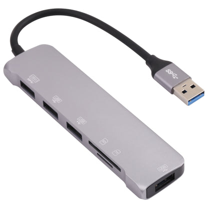 NK-3043HD 6 in 1 USB Male to TF / SD Card Slot + USB 3.0 + 3 USB 2.0 Female Adapter by buy2fix