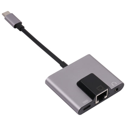 NK-1056TC 3 in 1 USB-C / Type-C Male to USB-C / Type-C Charging + Ethernet + 3.5mm Earphone Female Adapter - OTG Adapter by buy2fix | Online Shopping UK | buy2fix