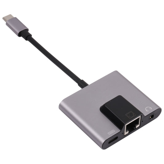 NK-1056TC 3 in 1 USB-C / Type-C Male to USB-C / Type-C Charging + Ethernet + 3.5mm Earphone Female Adapter - OTG Adapter by buy2fix | Online Shopping UK | buy2fix