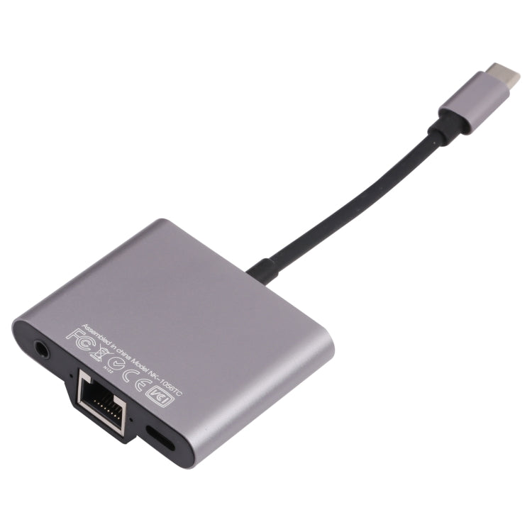 NK-1056TC 3 in 1 USB-C / Type-C Male to USB-C / Type-C Charging + Ethernet + 3.5mm Earphone Female Adapter - OTG Adapter by buy2fix | Online Shopping UK | buy2fix