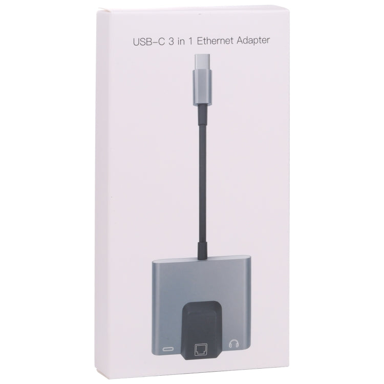 NK-1056TC 3 in 1 USB-C / Type-C Male to USB-C / Type-C Charging + Ethernet + 3.5mm Earphone Female Adapter - OTG Adapter by buy2fix | Online Shopping UK | buy2fix