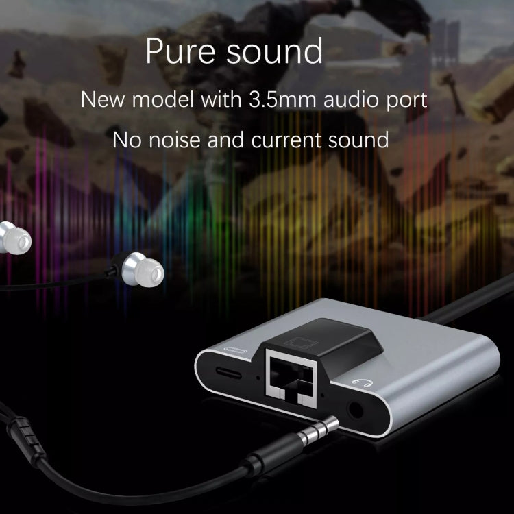 NK-1056TC 3 in 1 USB-C / Type-C Male to USB-C / Type-C Charging + Ethernet + 3.5mm Earphone Female Adapter - OTG Adapter by buy2fix | Online Shopping UK | buy2fix