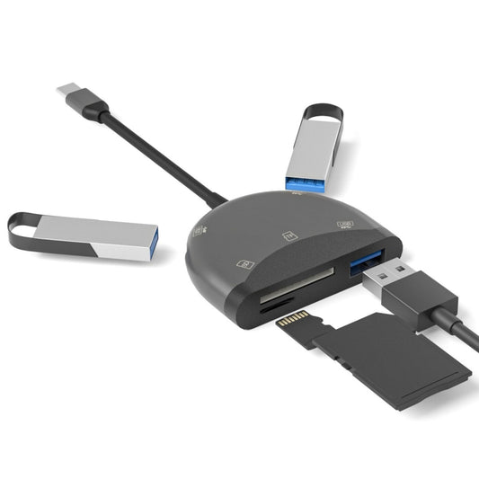 NK-3039 5 in 1 USB-C / Type-C Male to TF / SD Card Slot + 3 USB Female Adapter by buy2fix