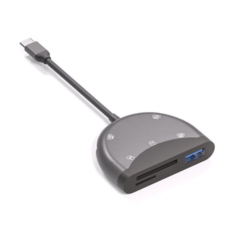 NK-3039 5 in 1 USB-C / Type-C Male to TF / SD Card Slot + 3 USB Female Adapter by buy2fix