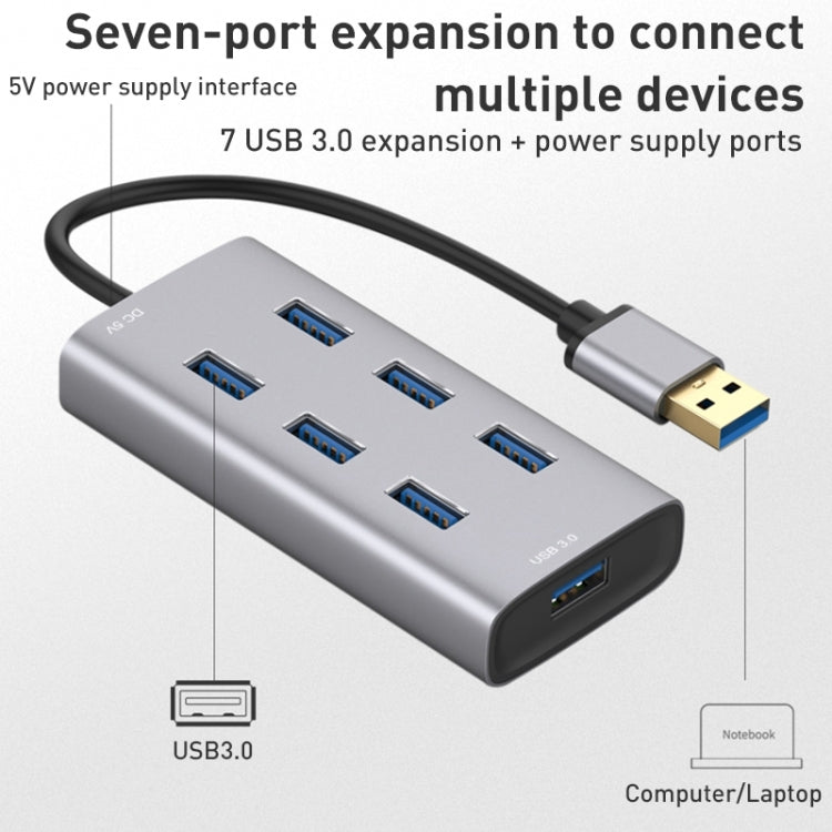 8108 7 Ports USB 3.0 to USB 3.0 HUB, Cable Length: 80cm by buy2fix