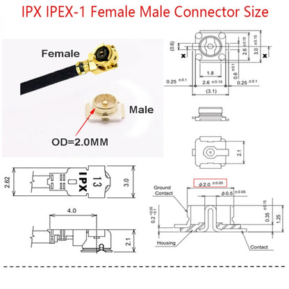 IPX Female to GG1739 MCX Male Elbow RG178 Adapter Cable, Length: 15cm by buy2fix