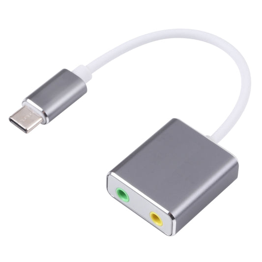 USB-C / Type-C to Jack 3.5mm Earphone Microphone Sound Card(Grey) - USB Sound by buy2fix | Online Shopping UK | buy2fix