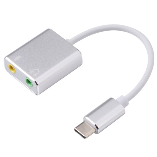USB-C / Type-C to Jack 3.5mm Earphone Microphone Sound Card(Silver) - USB Sound by buy2fix | Online Shopping UK | buy2fix