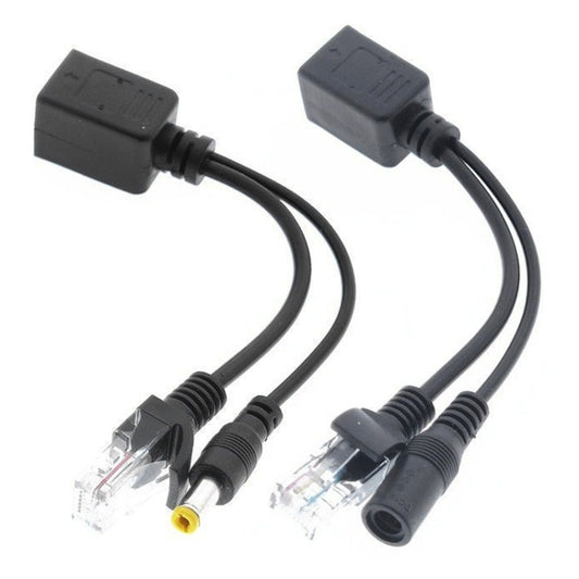 2 in 1 RJ45 POE Injector and Splitter Cable Set with 2.1x 5.5mm Female & Male DC Jack(Black) - Cable & Adapter by buy2fix | Online Shopping UK | buy2fix