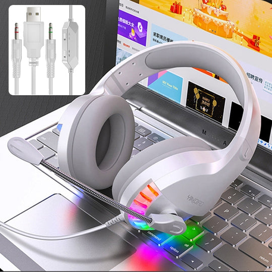 Casque de jeu filaire monté sur la tête YINDIAO Q2 avec microphone, version : double 3,5 mm + USB (blanc)