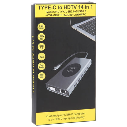 14 in 1 Type-C Docking Station with Wireless Charging(1000M Network Port) by buy2fix