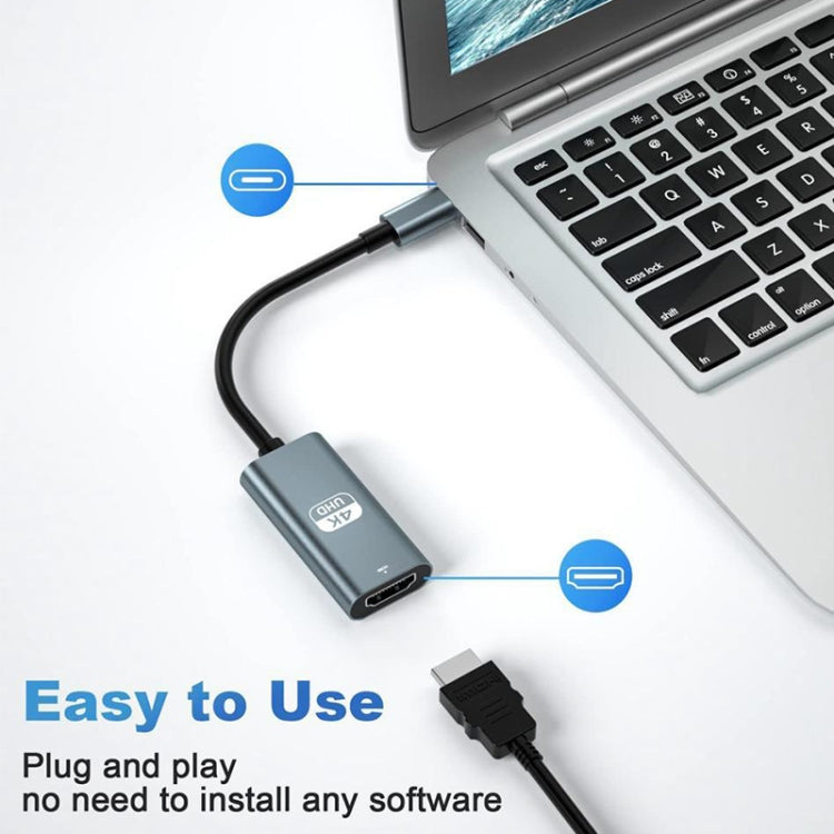 TH001 USB-C / Type-C Male to HDTV Female 4K UHD Adapter(Grey) by buy2fix