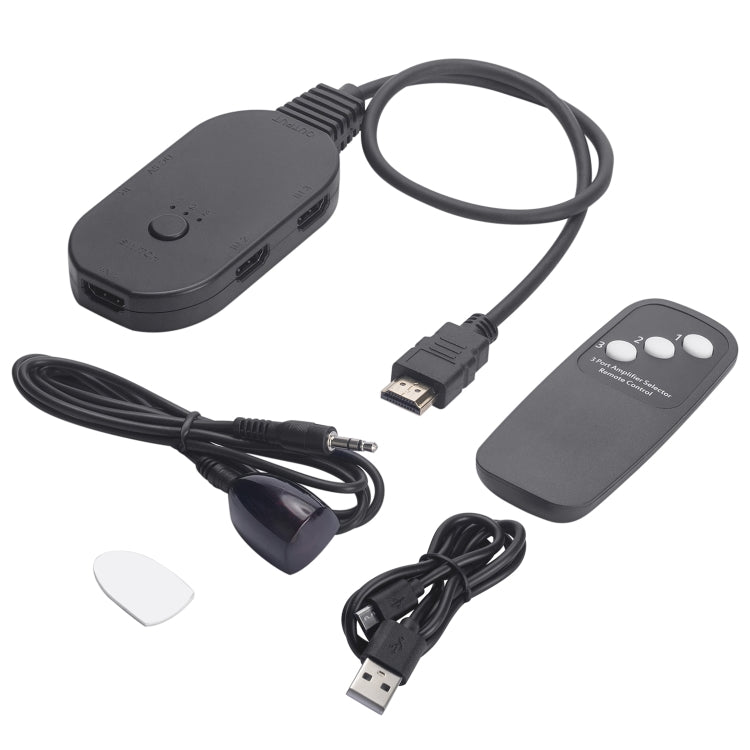 OZQ2-3 4K HDMI 2.0 3 In 1 Out Video Switcher by buy2fix