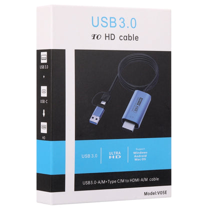 V05E USB 3.0 + USB-C / Type-C to HDMI Adapter Cable by buy2fix
