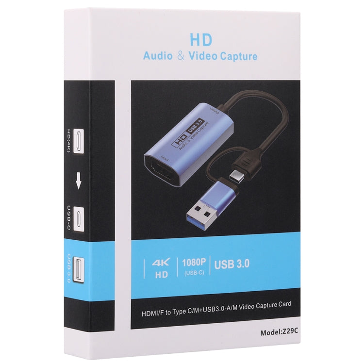 Z29C HDMI/F Female to USB-C / Type-C+USB 3.0/M Male HD Video Capture Card - Video Capture Solutions by buy2fix | Online Shopping UK | buy2fix