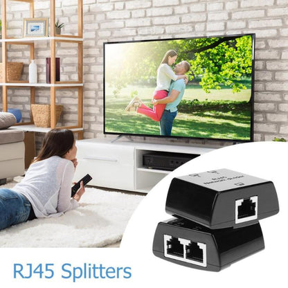 RJ45 to 2 x RJ45 Ethernet Network Coupler Thunder Lightning Protection (Black) by buy2fix