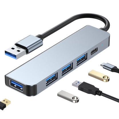 BYL-2301U 5 in 1 USB to USB3.0+USB2.0x3+USB-C / Type-C HUB Adapter, Cable Length: 10cm by buy2fix
