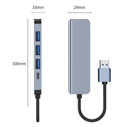 BYL-2301U 5 in 1 USB to USB3.0+USB2.0x3+USB-C / Type-C HUB Adapter, Cable Length: 10cm by buy2fix
