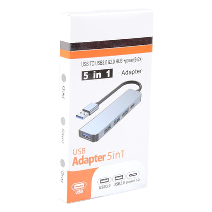 BYL-2301U 5 in 1 USB to USB3.0+USB2.0x3+USB-C / Type-C HUB Adapter, Cable Length: 10cm by buy2fix